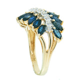 14K Gold Marquise Sapphire with Diamond Ring