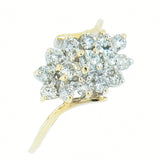14K  Yellow Gold Ladies 0.80 ctw Diamond Waterfall Cluster Ring
