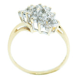 14K  Yellow Gold Ladies 0.80 ctw Diamond Waterfall Cluster Ring
