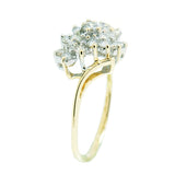 14K  Yellow Gold Ladies 0.80 ctw Diamond Waterfall Cluster Ring