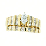 14K Gold 0.65 CTW Marquise Wedding Bridal Set