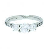 14K White Gold Ladies 1 ctw 3 Diamond Ring