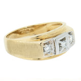 14K Yellow Gold 0.30 CTW  Men's 3 Diamond Ring
