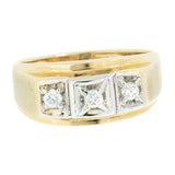 14K Yellow Gold 0.30 CTW  Men's 3 Diamond Ring