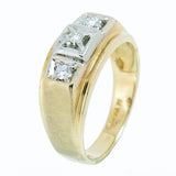 14K Yellow Gold 0.30 CTW  Men's 3 Diamond Ring