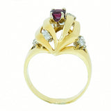 14K Gold Ruby and Diamond Designer Ring