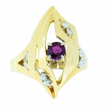 14K Gold Ruby and Diamond Designer Ring