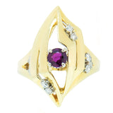 14K Gold Ruby and Diamond Designer Ring