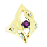 14K Gold Ruby and Diamond Designer Ring