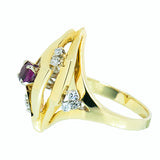 14K Gold Ruby and Diamond Designer Ring