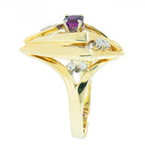14K Gold Ruby and Diamond Designer Ring