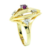 14K Gold Ruby and Diamond Designer Ring