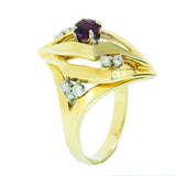 14K Gold Ruby and Diamond Designer Ring