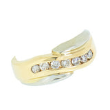 14K Two Tone 0.70 ctw 7 Diamond  Band