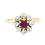 14K Yellow Gold with 0.68ct Ruby and Diamond Ladies Cocktail Ring.