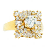 18K Yellow Gold 1.85 Ladies Diamond Cluster Ring