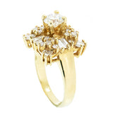 18K Yellow Gold 1.85 Ladies Diamond Cluster Ring