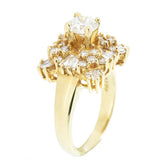 18K Yellow Gold 1.85 Ladies Diamond Cluster Ring