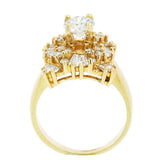 18K Yellow Gold 1.85 Ladies Diamond Cluster Ring