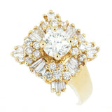 18K Yellow Gold 1.85 Ladies Diamond Cluster Ring