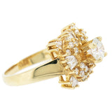 18K Yellow Gold 1.85 Ladies Diamond Cluster Ring