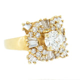 18K Yellow Gold 1.85 Ladies Diamond Cluster Ring