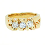 14K Yellow Gold, 3 Diamond, 0.90ctw Gold Nugget Ring