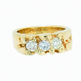 14K Yellow Gold, 3 Diamond, 0.90ctw Gold Nugget Ring