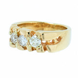 14K Yellow Gold, 3 Diamond, 0.90ctw Gold Nugget Ring