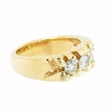14K Yellow Gold, 3 Diamond, 0.90ctw Gold Nugget Ring