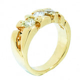 14K Yellow Gold, 3 Diamond, 0.90ctw Gold Nugget Ring