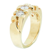 14K Yellow Gold, 3 Diamond, 0.90ctw Gold Nugget Ring