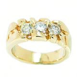 14K Yellow Gold, 3 Diamond, 0.90ctw Gold Nugget Ring