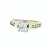 14K Gold 0.50 CTW Princess Cut Illusion Diamond Engagement Ring