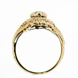 14K Yellow Gold Vintage Ladies 0.28 ct Diamond Filigree Ring