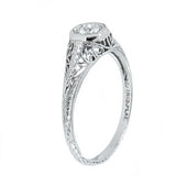 Platinum Ladies Vintage Filigree 1/4 Carat Round Diamond Engagement Ring