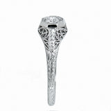 Platinum Ladies Vintage Filigree 1/4 Carat Round Diamond Engagement Ring