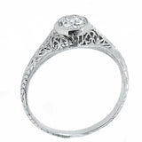 Platinum Ladies Vintage Filigree 1/4 Carat Round Diamond Engagement Ring