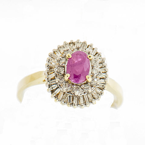 10K Gold Ladies 0.59 Ct Ruby with Diamond Accents Cocktail Ring