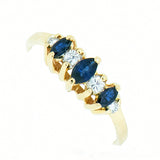 14K Yellow Gold Ladies Diamond and Sapphire Ring