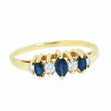 14K Yellow Gold Ladies Diamond and Sapphire Ring