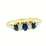 14K Yellow Gold Ladies Diamond and Sapphire Ring