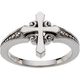 14K Gold or Sterling Silver Chastity Purity Cross Ring
