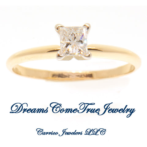 0.38 Carat Princess 14K Diamond Engagement Ring