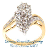 14K Gold 1.07 CTW Ladies Diamond Cluster Cocktail Ring