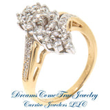 14K Gold 1.07 CTW Ladies Diamond Cluster Cocktail Ring