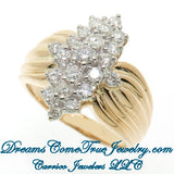 1.54 CTW Ladies 14K Yellow Gold Diamond Cluster / Cocktail Ring