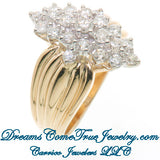 1.54 CTW Ladies 14K Yellow Gold Diamond Cluster / Cocktail Ring