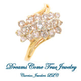 10K Gold 1.15 CTW Ladies Waterfall Diamond Cluster Ring