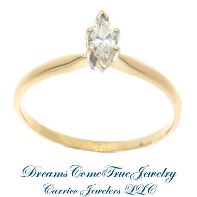 0.21 Carat Marquise Diamond Engagement Ring 14K Gold